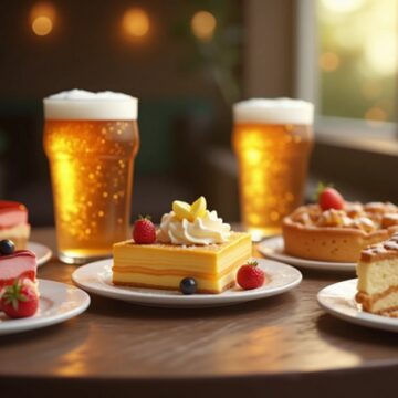 sobremesas e cerveja